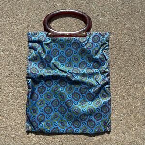 Vintage 60s Lady’s Pride blue paisley convertible handbag